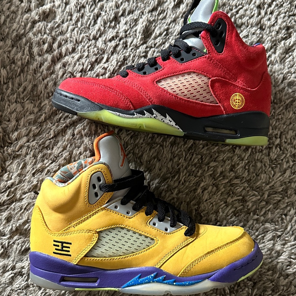 Jordan Kids Red and Yellow High-Top Sneakers